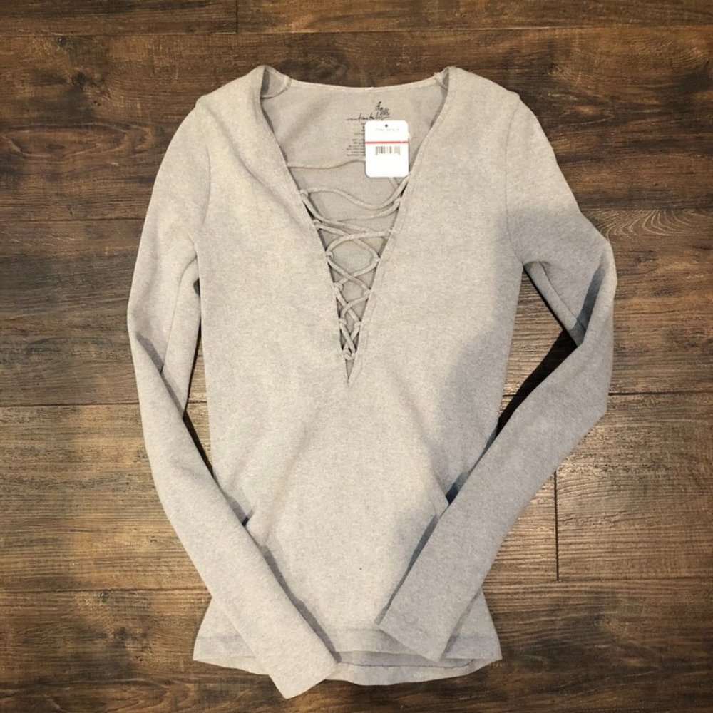 Free People Seamless Lace Up Long Sleeve